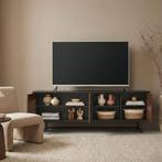 Commode Boxholm 160x30x57 cm zwart en walnootkleurig [en.cas, Verzenden, Nieuw