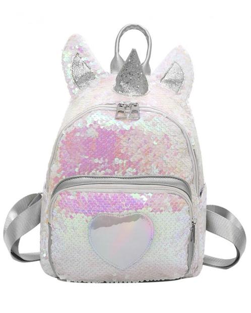 Eenhoorn Rugtas Pailletten Zilver Iridescent Rugzak Tas Scho, Sieraden, Tassen en Uiterlijk, Tassen | Rugtassen, Nieuw, Ophalen of Verzenden
