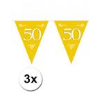 3x Gouden vlaggenlijn 50e jubileum - 50 jaar getrouwd, Nieuw, Ophalen of Verzenden