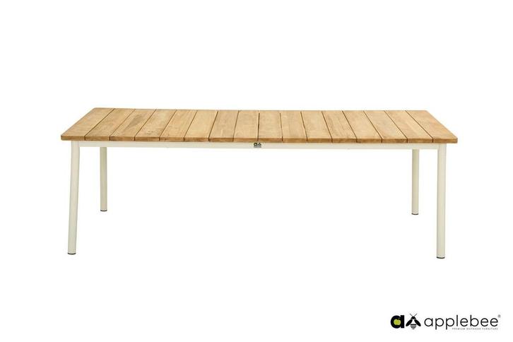 Apple Bee Milou tafel Oyster met teak blad 240 x 100 cm *, Tuin en Terras, Tuinsets en Loungesets, Ophalen of Verzenden
