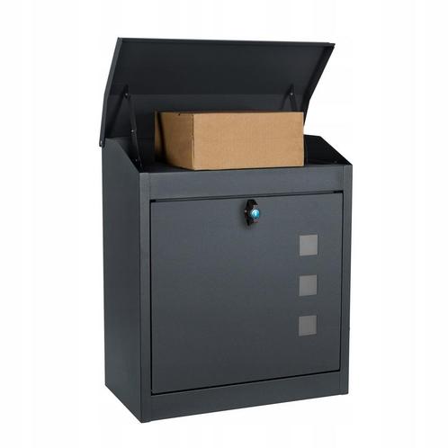 Pakketbrievenbus 43x24x52cm - Antraciet | OP=OP | 55% Kor..., Tuin en Terras, Brievenbussen, Nieuw, Staal, Wandbrievenbus, Ophalen of Verzenden