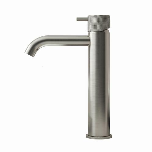Wastafelmengkraan Hotbath Cobber X 21.6 cm Geborsteld Nikkel, Doe-het-zelf en Verbouw, Sanitair, Kraan, Nieuw, Chroom, Ophalen of Verzenden