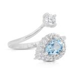 Ring - 14 karaat Witgoud - 1.20ct. tw. Topaas - Diamant -, Nieuw