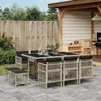vidaXL 11-delige Tuinset met kussens poly rattan lichtgrijs, Tuin en Terras, Meer dan 8 zitplaatsen, Nieuw, Tuinset, Verzenden