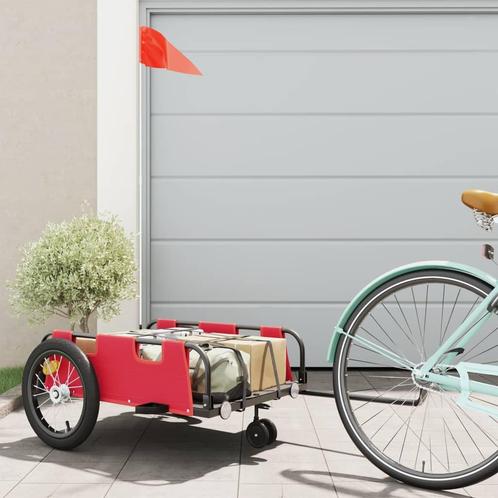 vidaXL Fietstrailer oxford stof en ijzer rood, Fietsen en Brommers, Fietsaccessoires | Aanhangers en Karren, Nieuw, Verzenden