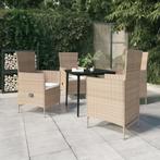 vidaXL 5-delige Tuinset met kussens beige, 4 zitplaatsen, Nieuw, Tuinset, Verzenden