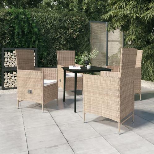 vidaXL 5-delige Tuinset met kussens beige, Tuin en Terras, Tuinsets en Loungesets, Tuinset, Nieuw, 4 zitplaatsen, Rotan, Verzenden