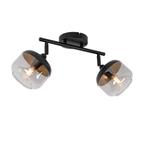 Design spot zwart met goud en smoke glas 2-lichts - Kyan, Huis en Inrichting, Nieuw, Glas, Design