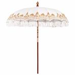 vidaXL Parasol Crème x 250 cm Katoen en massief hout, Tuin en Terras, Verzenden, Nieuw, 2 tot 3 meter