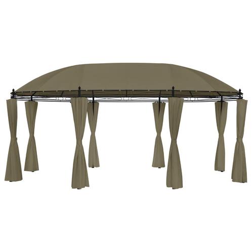 vidaXL Prieel met gordijnen 180 g/m² 520x349x255 cm taupe, Tuin en Terras, Partytenten, Nieuw, Verzenden