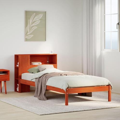 vidaXL Bed met boekenkast zonder matras grenenhout wasbruin, Huis en Inrichting, Slaapkamer | Bedden, Bruin, Nieuw, Hout, Verzenden