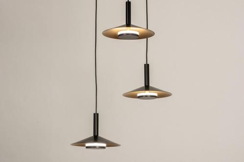 Rietveld Hanglampen - Zwart, Goud - Metaal, Huis en Inrichting, Lampen | Hanglampen, Verzenden