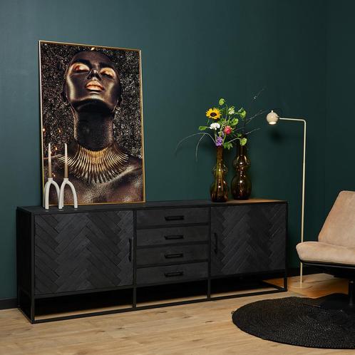 *WOONWINKEL* Starfurn New York Zwart Dressoir Visgraat 210 C, Huis en Inrichting, Kasten | Dressoirs, Nieuw, Verzenden