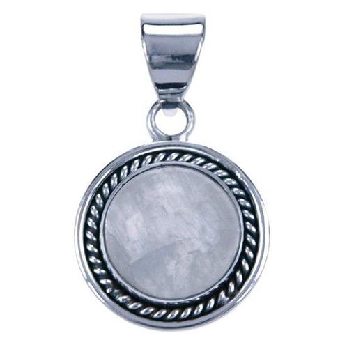 Zilveren Maansteen rond met gladde rand ketting hanger, Sieraden, Tassen en Uiterlijk, Kettinghangers, Verzenden