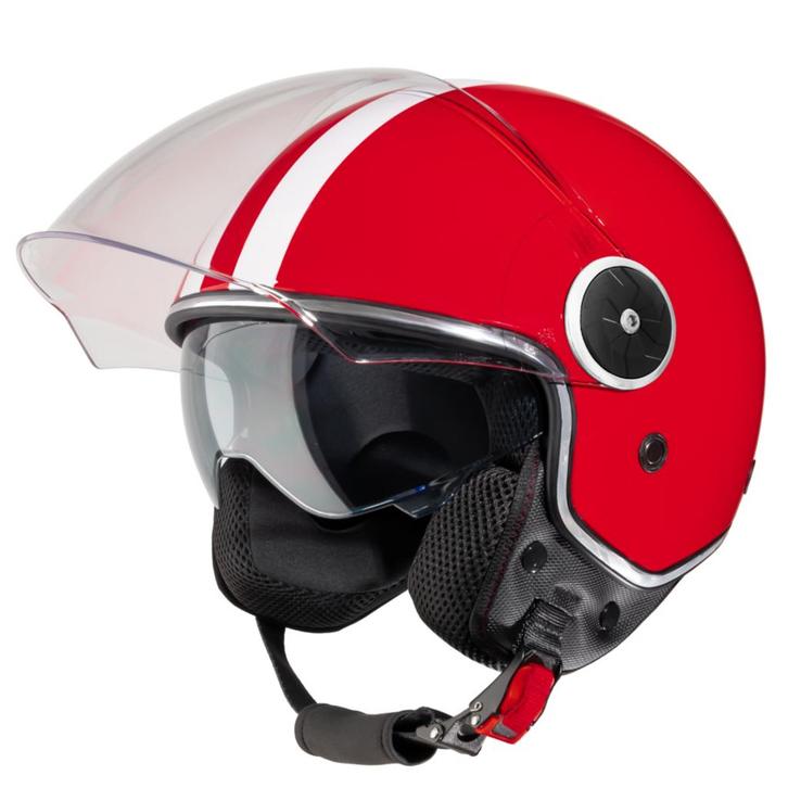 VINZ Arenas - Rood, Motoren, Kleding | Motorhelmen, XL, Jethelm, Verzenden