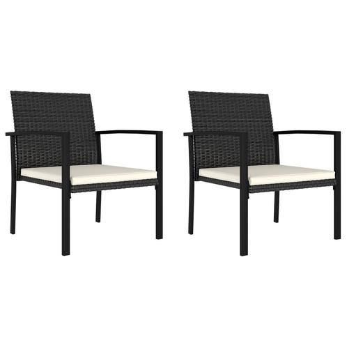 vidaXL Tuinstoelen 2 st poly rattan zwart, Tuin en Terras, Tuinstoelen, Nieuw, Rotan, Verzenden