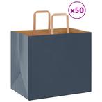 vidaXL Papieren zakken 50 st met hengsels 32x22x28 cm blauw, Verzenden, Nieuw