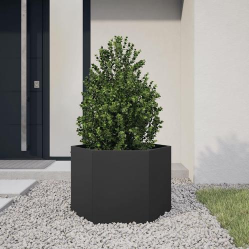 vidaXL Plantenbak zeshoek 69x60x45 cm staal zwart, Tuin en Terras, Bloembakken en Plantenbakken, Nieuw, Metaal, Verzenden