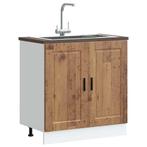 vidaXL Spoelbakonderkast Porto 80x46x81,5 cm bewerkt hout, Huis en Inrichting, Keuken | Keukenelementen, Verzenden, Nieuw, Bruin