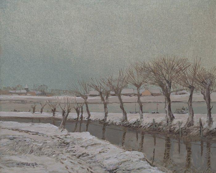 Wolfgang Hütten (1922-1988) - Winterlandschaft mit Kanal und, Antiek en Kunst, Kunst | Schilderijen | Klassiek