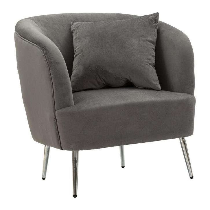 FAUTEUIL ZILVERKLEURIG MET KUSSEN CM 73X66X78, Huis en Inrichting, Fauteuils, Ophalen of Verzenden