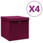 vidaXL Opbergboxen met deksel 4 st 28x28x28 cm donkerrood, Huis en Inrichting, Verzenden, Nieuw