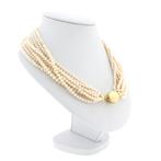 Parel collier met gouden slot | 41 cm (vintage, sierslot), Gebruikt, Overige kleuren, Ophalen of Verzenden, Met edelsteen