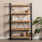 Boekenkast Mangohout Britt 120 cm, Huis en Inrichting, Kasten | Boekenkasten, 100 tot 150 cm, Nieuw, Industriële meubels, 25 tot 50 cm