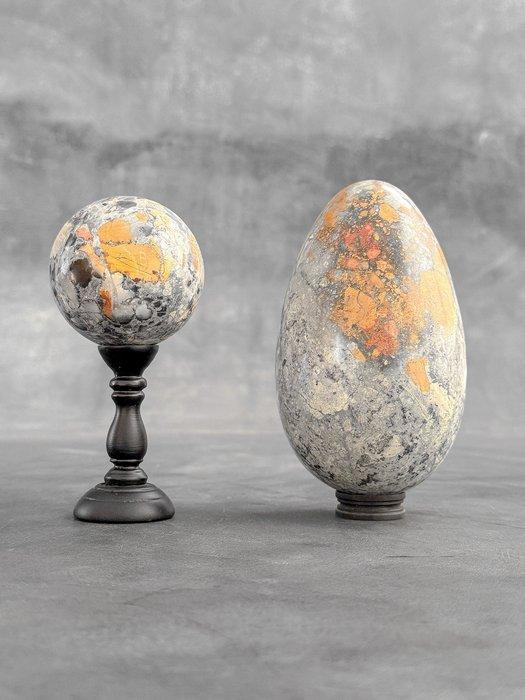 Geen minimumprijs - Prachtig paar gele Maligano Jasper. Bol-, Antiek en Kunst, Kunst | Designobjecten