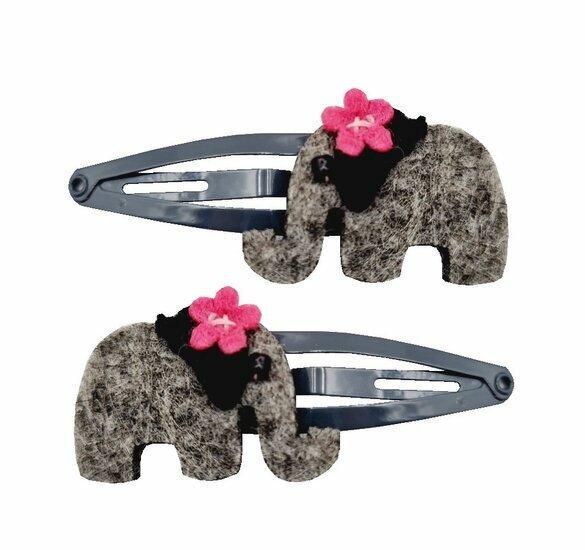 Haarspeld Klikklak 4 cm - Olifant Vilt - Grijs - Set van 2, Sieraden, Tassen en Uiterlijk, Uiterlijk | Haarverzorging