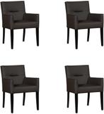 Set van 4 Donkerbruine leren landelijke eetkamerstoelen - To, Overige kleuren, Nieuw, Leer, Ophalen of Verzenden