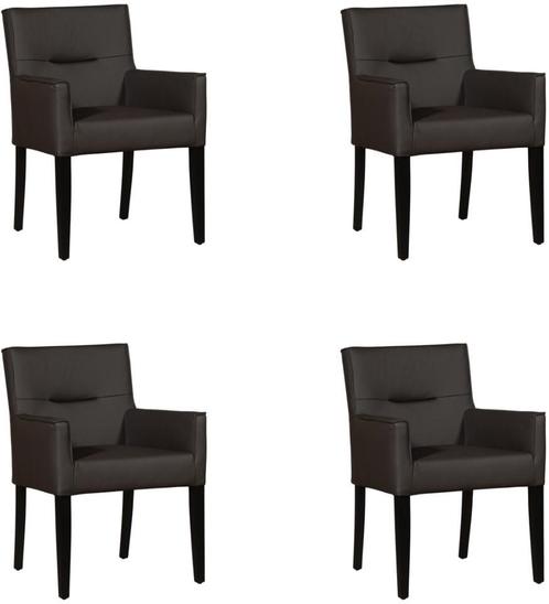 Set van 4 Donkerbruine leren landelijke eetkamerstoelen - To, Huis en Inrichting, Stoelen, Vier, Overige kleuren, Nieuw, Leer