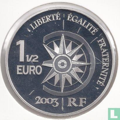 Frankrijk 1½ euro 2003 (PROOF) The Normandie, Postzegels en Munten, Munten | Europa | Euromunten, Losse munt, Overige waardes