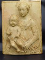 Reliëf, Madonna con bambino - 55 cm - Gips - 1800, Antiek en Kunst