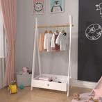 [en.casa] Kinder kledingrek Laxe 126x73x43 cm wit en houtkle, Huis en Inrichting, Kasten | Kledingkasten, Verzenden, Nieuw