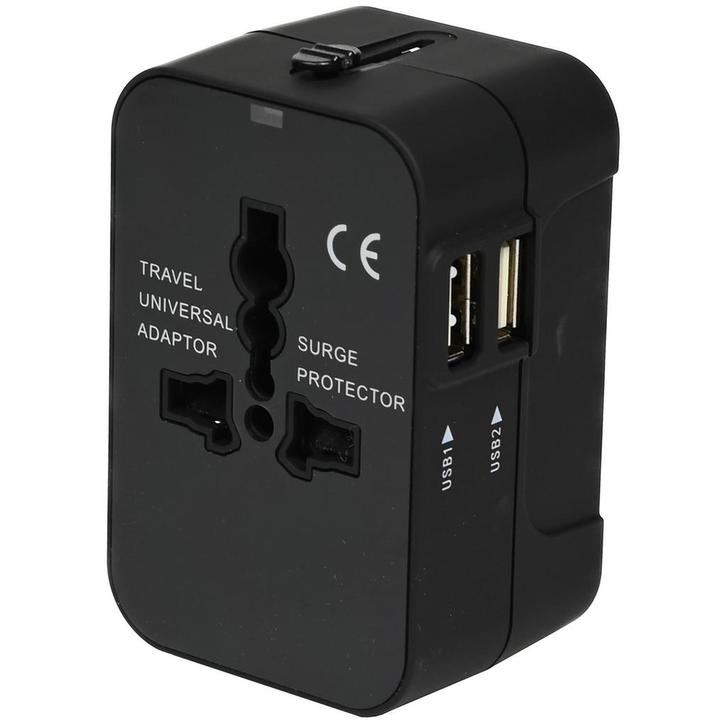 Benson Internationale reisadapter - 2 USB-poorten - 1 ste..., Hobby en Vrije tijd, Elektronica-componenten, Nieuw, Ophalen of Verzenden