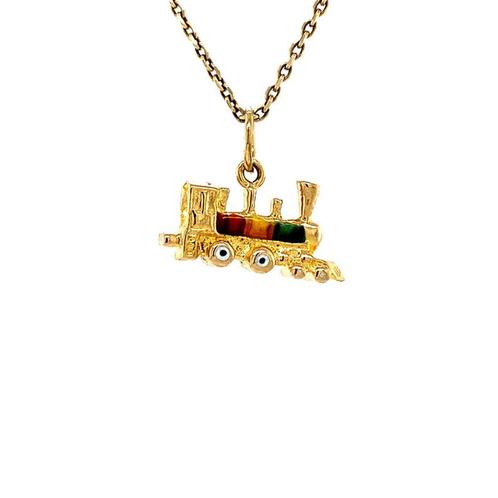 Gouden trein hanger met emaille 14 krt, Sieraden, Tassen en Uiterlijk, Kettinghangers, Nieuw, Ophalen of Verzenden