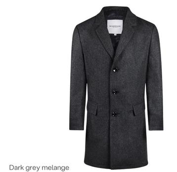 Tweedekans | L Dark Grey Melange wool herringbone over coat beschikbaar voor biedingen