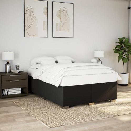 vidaXL Bedframe zonder matras stof zwart 140x190 cm, Huis en Inrichting, Slaapkamer | Bedden, 140 cm, 190 cm of minder, Zwart