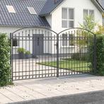 vidaXL Hekpoort met slot Grijs 400 x 200 cm Staal, Tuin en Terras, Verzenden, Nieuw