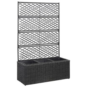 Zwarte Rattan Plantenbak met Potten - - OP=OP! -41% beschikbaar voor biedingen