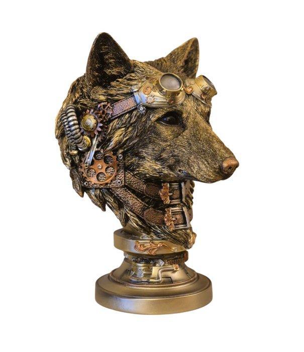 Beeld, Steampunk Wolf - 34 cm - Hars, Antiek en Kunst, Kunst | Designobjecten
