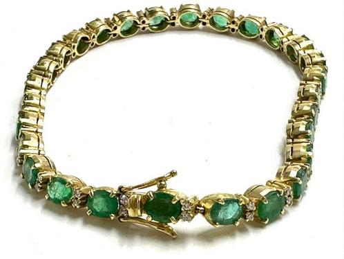 Armband - 18 karaat Geel goud - 8.40ct. tw. Smaragd -, Sieraden, Tassen en Uiterlijk, Armbanden