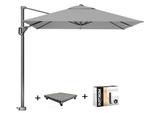 Voyager T1 zweefparasol 250x250 cm lichtgrijs met 75 KG, Tuin en Terras, Ophalen of Verzenden, Nieuw