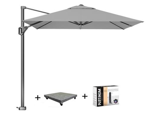 Voyager T1 zweefparasol 250x250 cm lichtgrijs met 75 KG, Tuin en Terras, Parasols, Nieuw, Ophalen of Verzenden