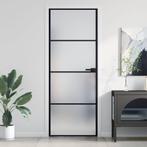 vidaXL Binnendeur smal 76x201,5 cm gehard glas en aluminium, Doe-het-zelf en Verbouw, Deuren en Horren, Verzenden, Nieuw