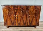 Credenza - Groot Art Deco dressoir in walnoot en messing -