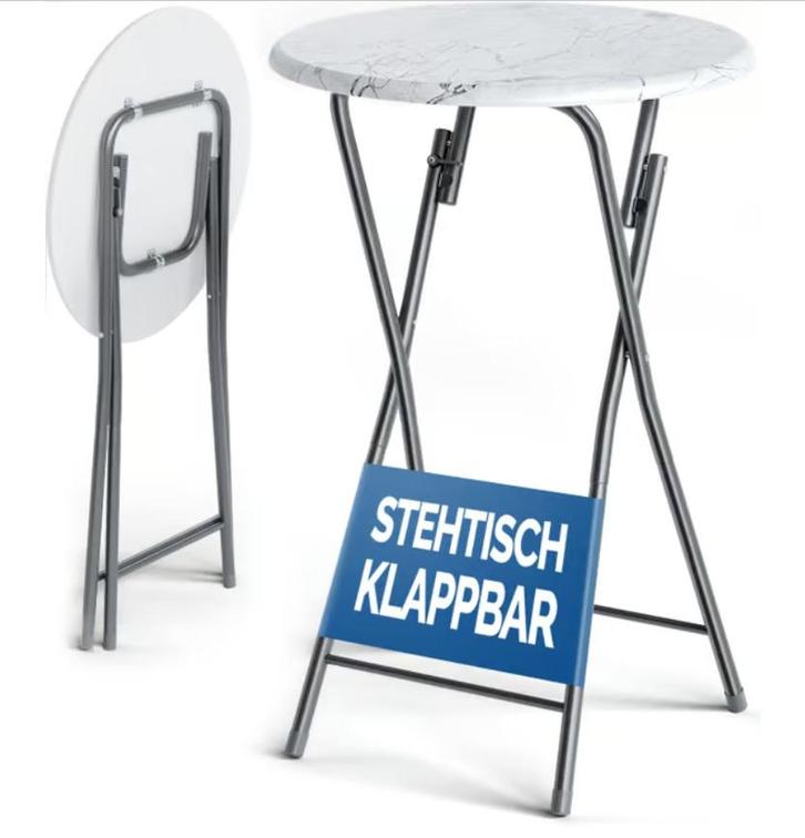 Statafel Marmerlook Wit  rond 60cm Inklapbaar (Meubelen), Huis en Inrichting, Complete inboedels, Verzenden