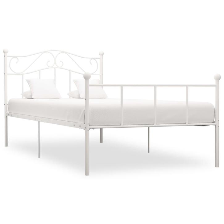 vidaXL Bedframe metaal wit 90x200 cm, Huis en Inrichting, Slaapkamer | Bedden, 90 cm, 200 cm, Wit, Eenpersoons, Nieuw, Metaal