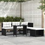 vidaXL 4-delige Loungeset poly rattan zwart, Tuin en Terras, Tuinsets en Loungesets, Verzenden, Nieuw, Rotan, Loungeset